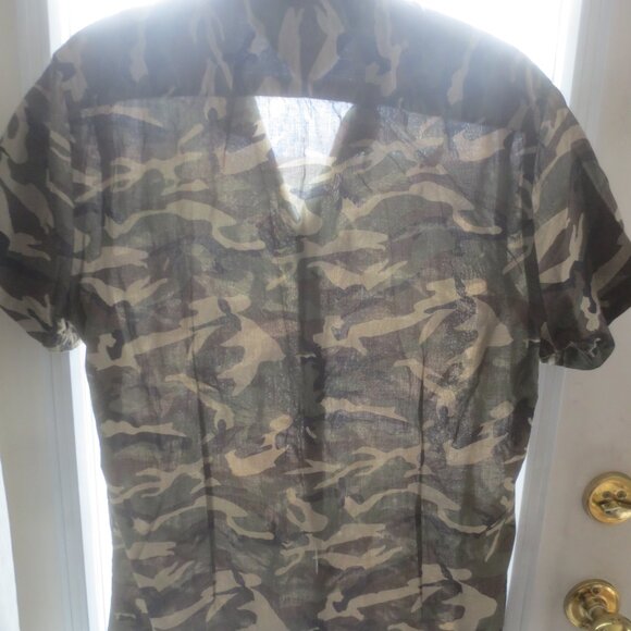 Zara Man Slim Fit Camo Pattern Short Sleeved Button Up Shirt - Size 42 Men's (L) - Picture 10 of 14